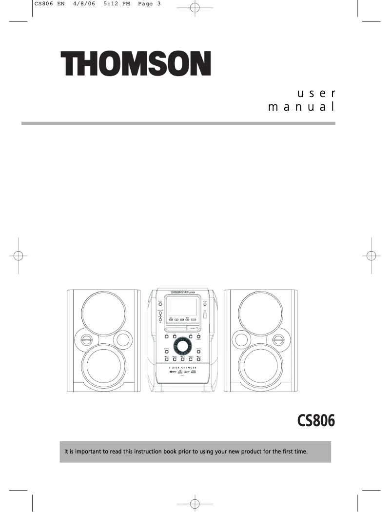 Page n°1 - Manuel utilisateur Thomson CS806