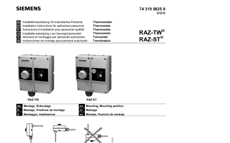 Page n°1 - Manuel utilisateur Siemens RAZ-TW