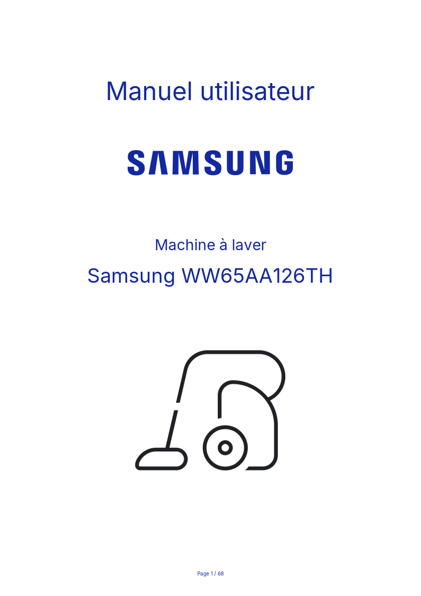 Image de la première page du manuel de l'appareil WW65AA126TH