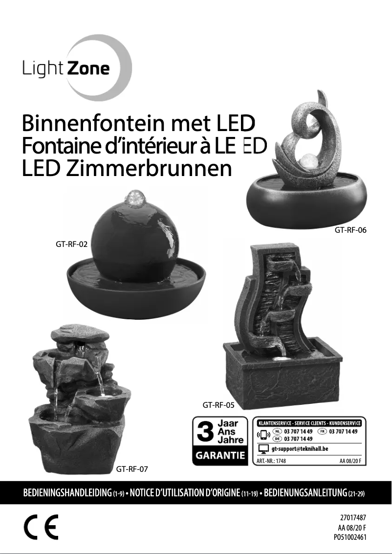 Page n°1 - Manuel utilisateur LightZone GT-RF-07