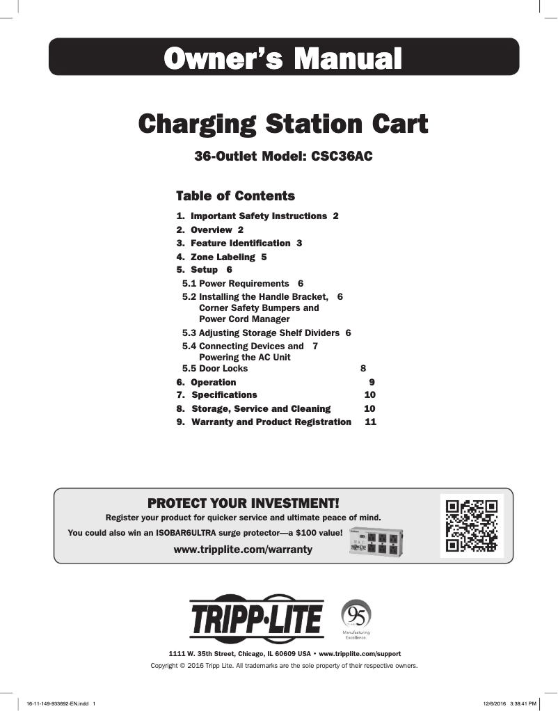 Page 1 de la notice Manuel utilisateur Tripp Lite CSC36AC