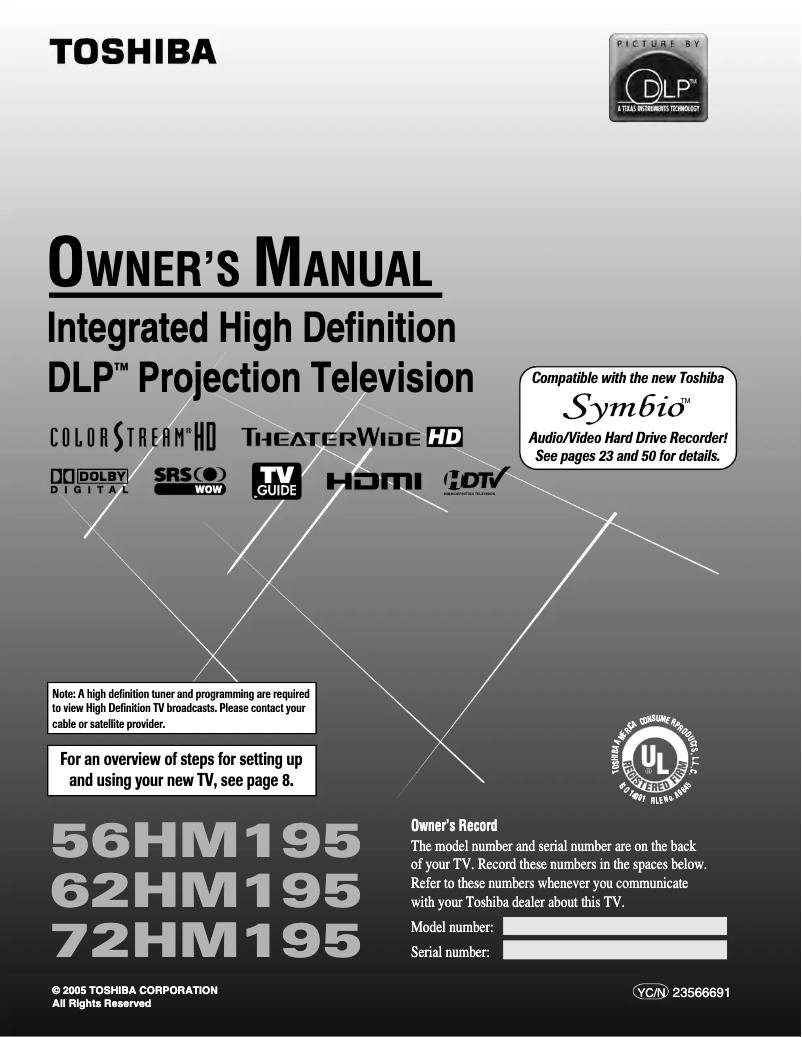 Page 1 de la notice Manuel utilisateur Toshiba 56MX195