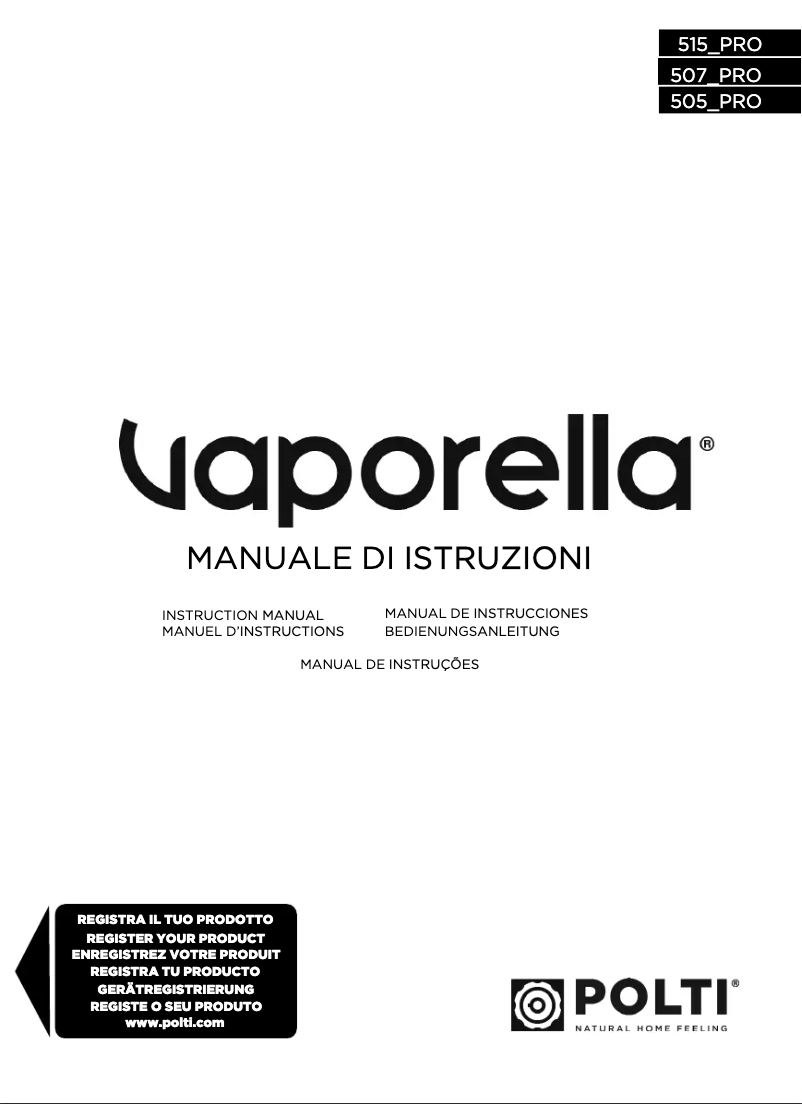 Image de la première page du manuel de l'appareil Vaporella Forever 515 PRO