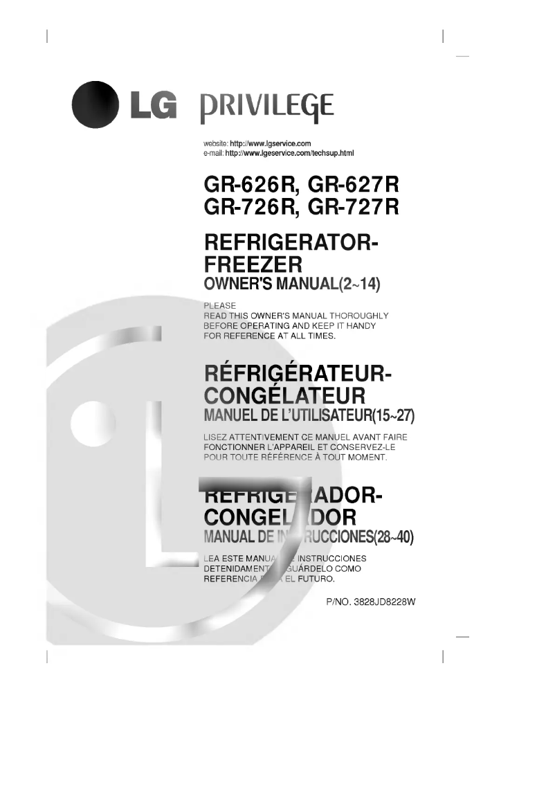 Page n°1 - Manuel utilisateur LG GR-626R
