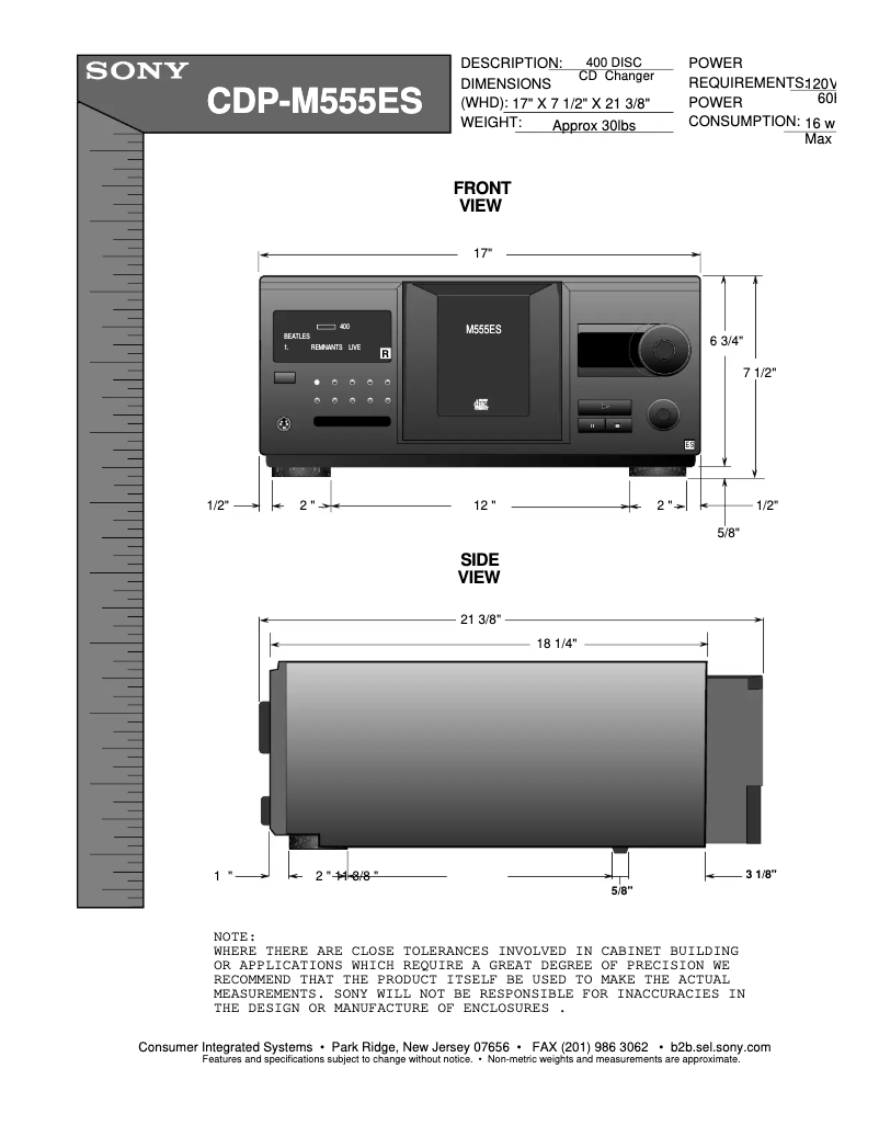 Página 1 del manual Guía de instalación Sony CDP-M555ES