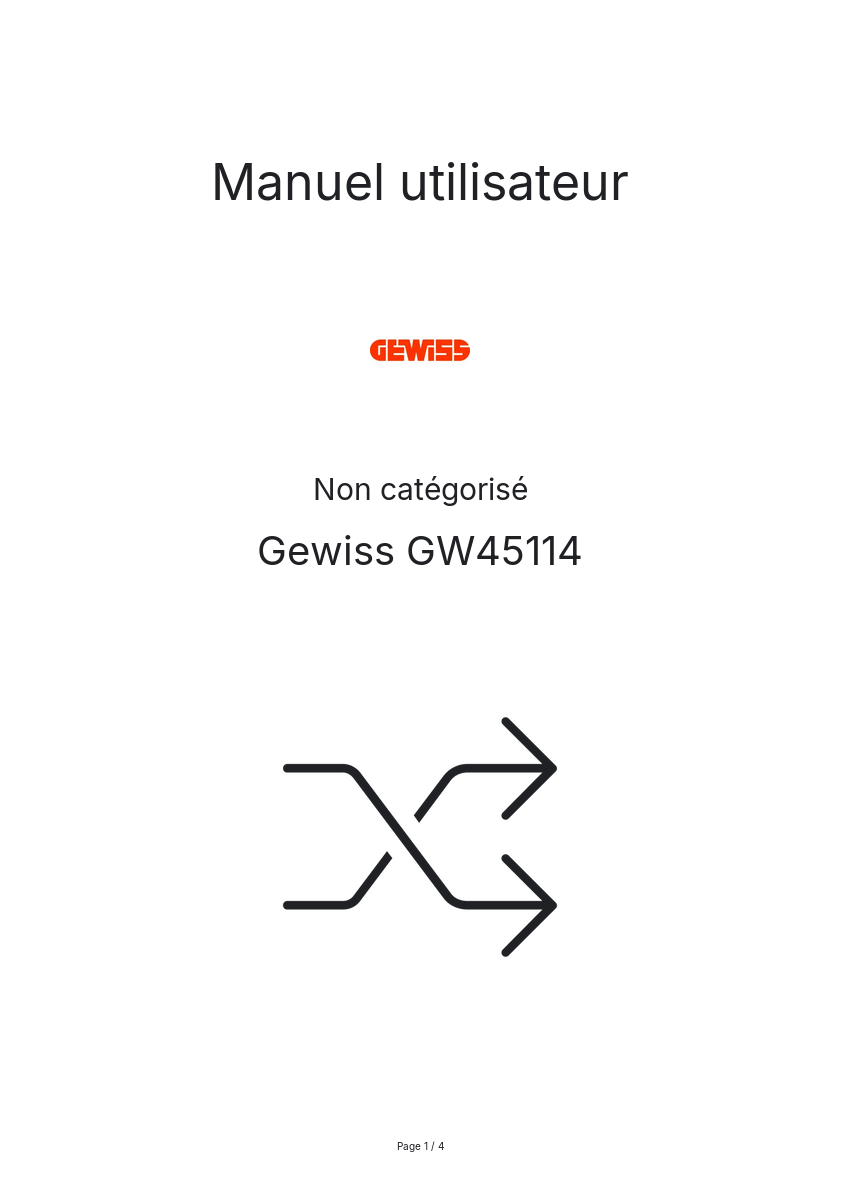 Page n°1 - Manuel utilisateur Gewiss GW45114