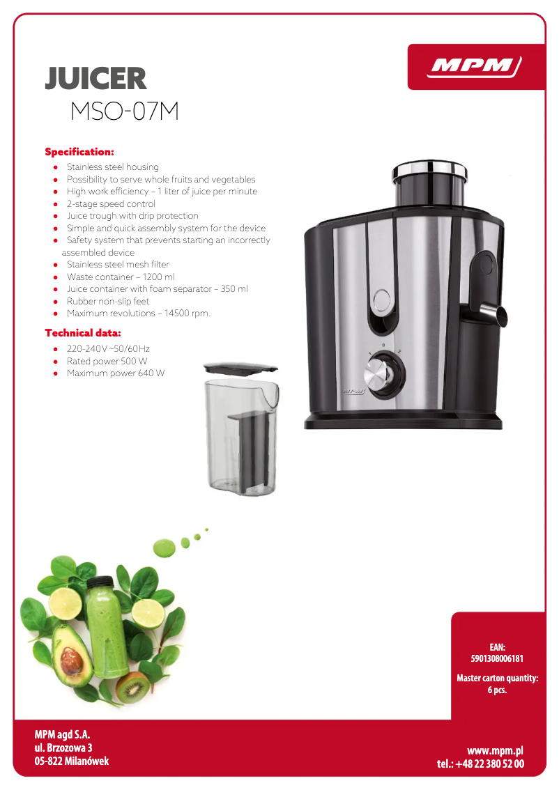 Image de la première page du manuel de l'appareil MSO-07M