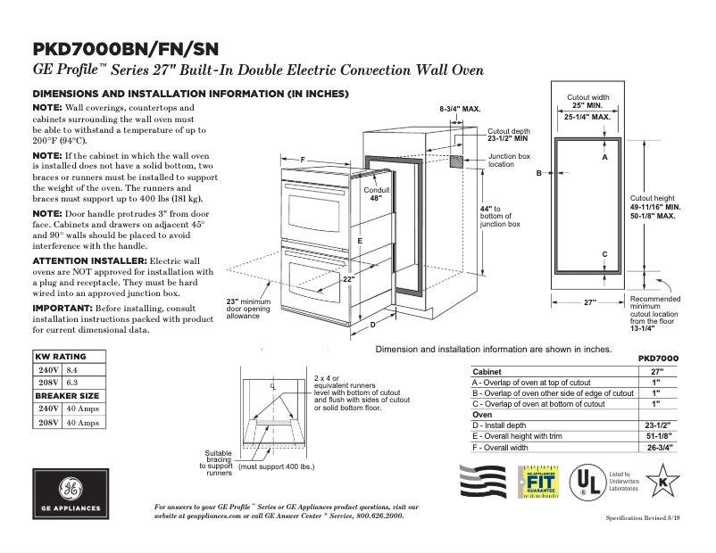 Image de la première page du manuel de l'appareil Profile PKD7000SNSS
