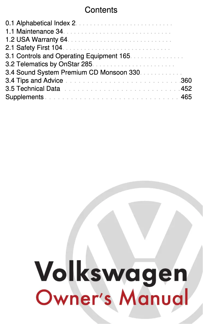 Image de la première page du manuel de l'appareil Passat (2004)