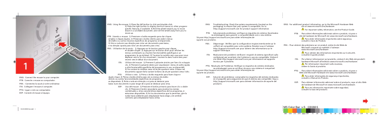 Page 1 de la notice Manuel utilisateur Microsoft Compact Optical Mouse 500