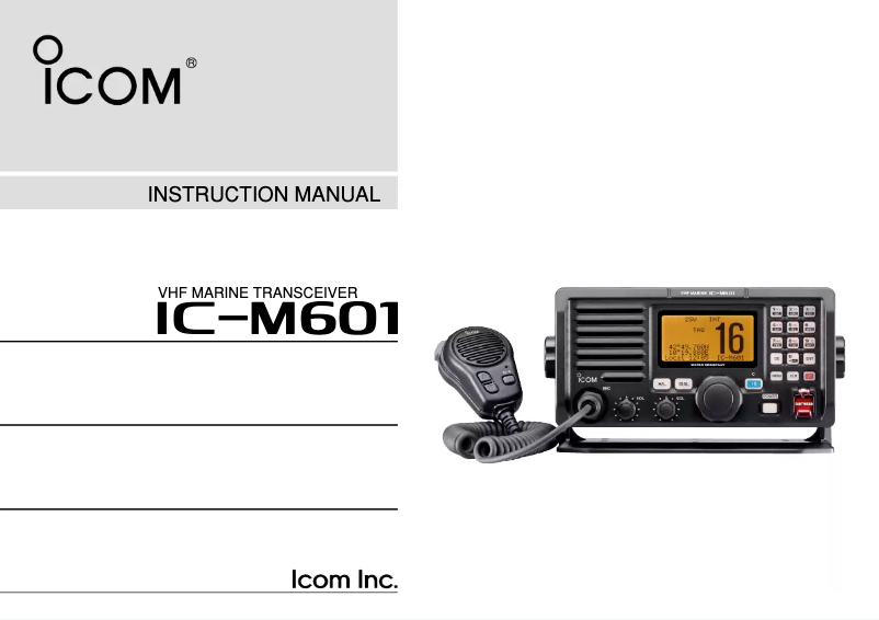 Image de la première page du manuel de l'appareil IC-M601