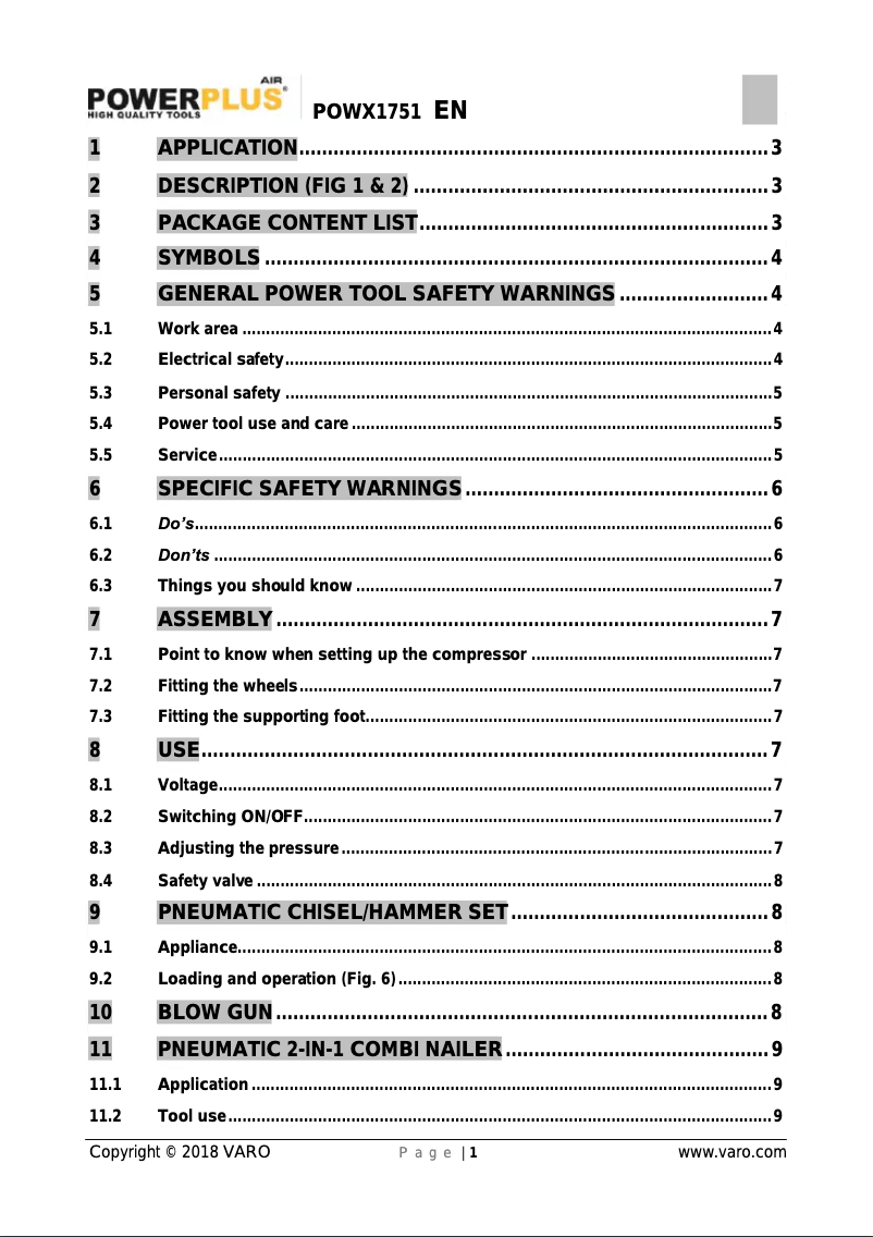 First page image of the manual for POWX1751