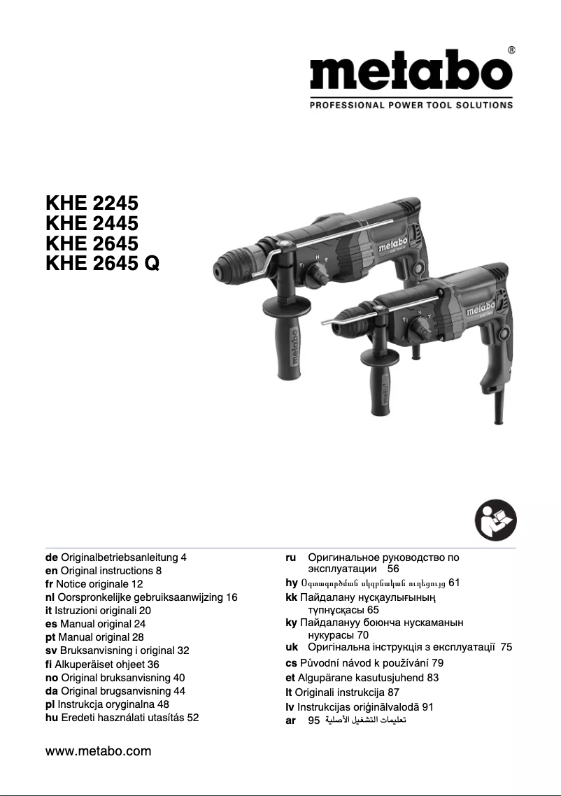 Page 1 de la notice Manuel utilisateur Metabo KHE 2645 Q