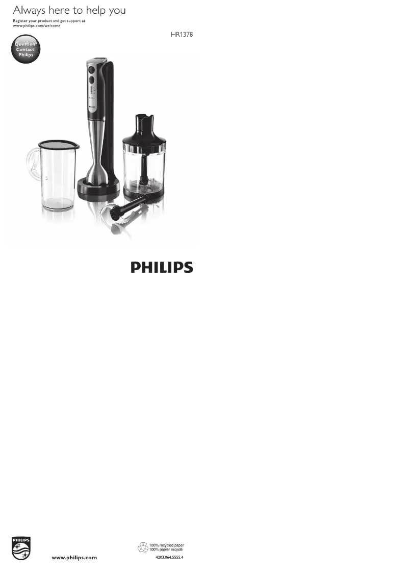 Page n°1 - Manuel utilisateur Philips Aluminium Collection HR1378