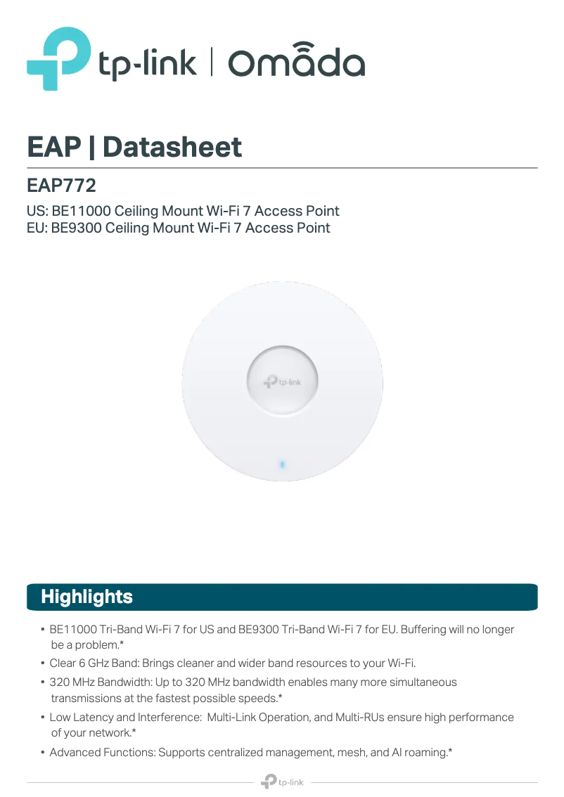 Page n°1 - Fiche technique TP-Link Omada EAP772