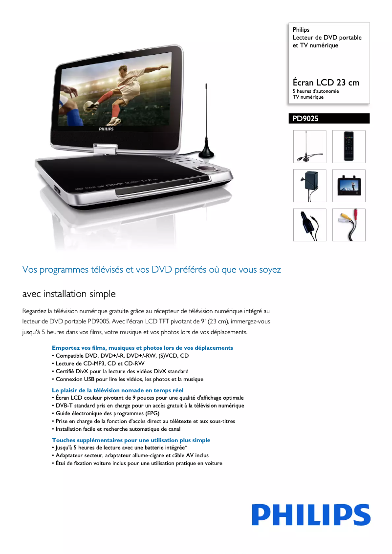 Page n°1 - Fiche technique Philips PD9025