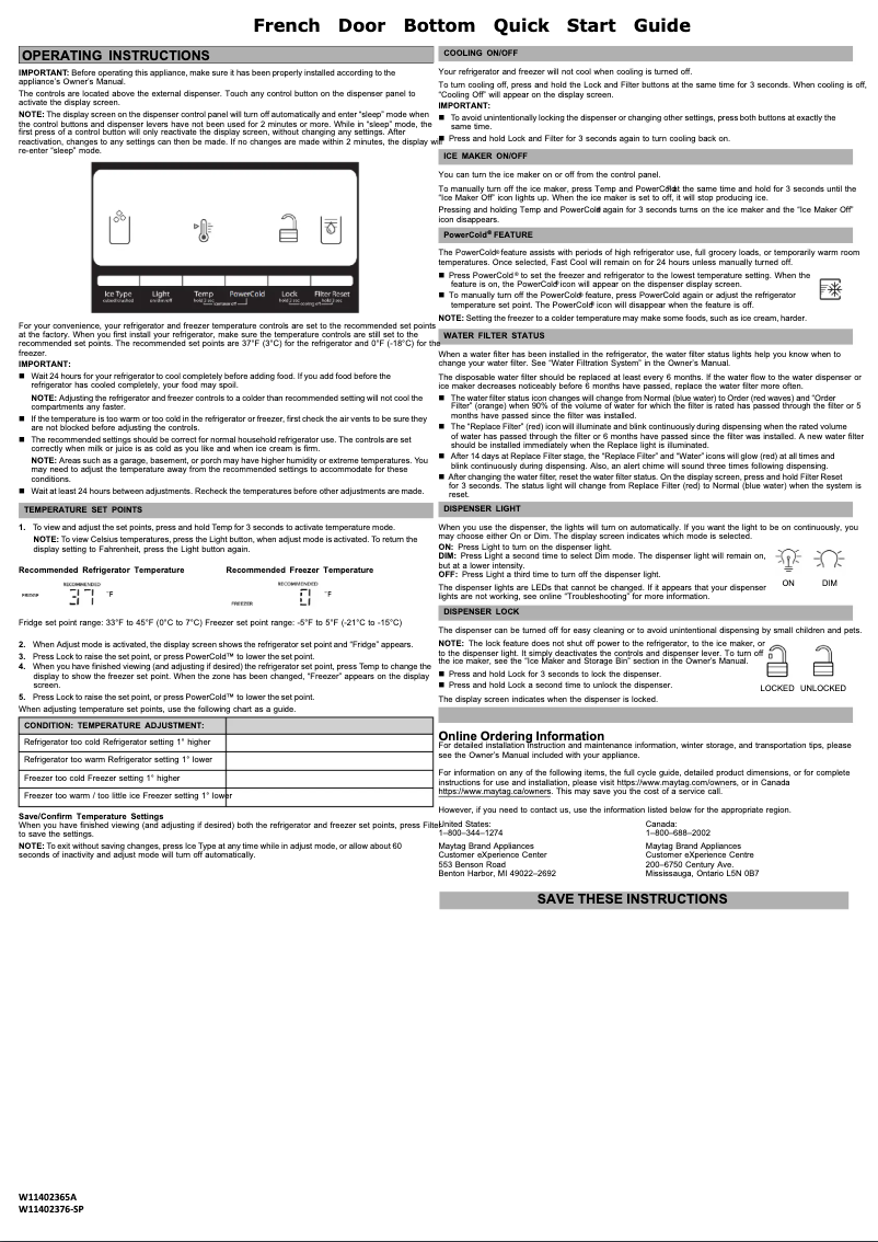 Page n°1 - Guide de démarrage rapide Maytag MFI2570FEZ