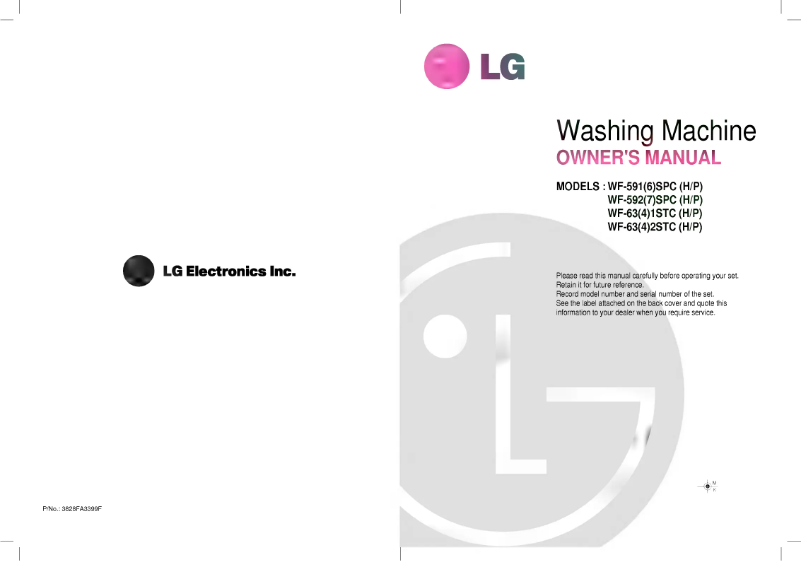 Page 1 de la notice Manuel utilisateur LG WF-592SPP