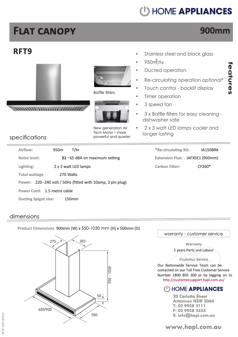 Page n°1 - Fiche technique Baumatic RFT9
