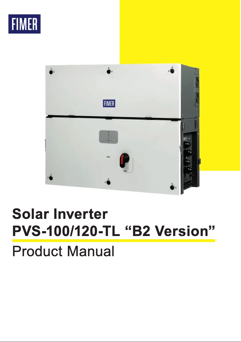 Page n°1 - Manuel utilisateur FIMER PVS-100-TL