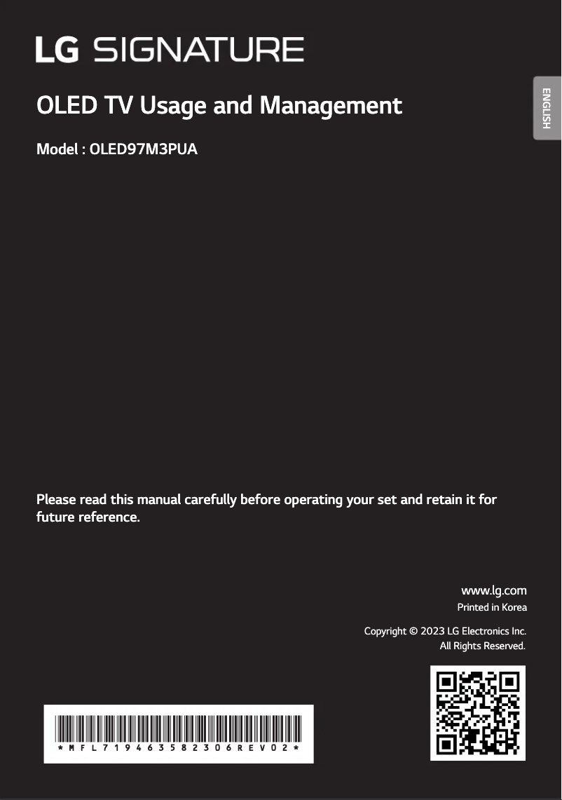 First page image of the manual for OLED97M3PUA