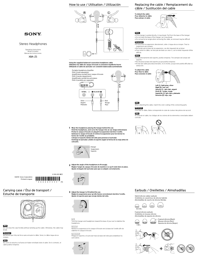 Page 1 de la notice Manuel utilisateur Sony XBA-Z5