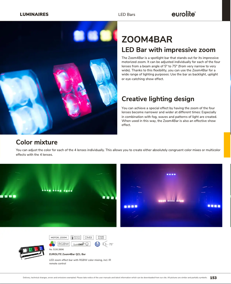 Page 1 de la notice Catalogue Eurolite Zoom4Bar