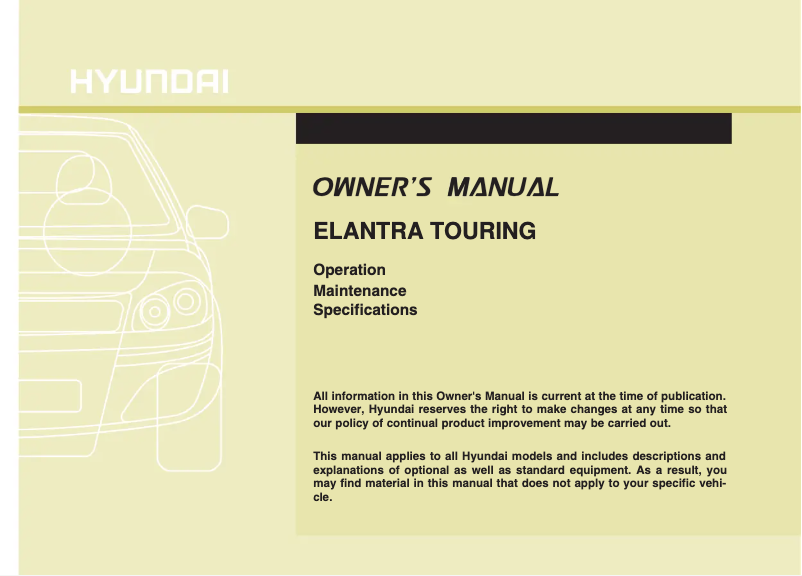 Página 1 del manual Manual de usuario Hyundai Elantra (2010)