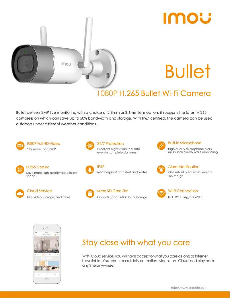 Page 1 de la notice Fiche technique Imou Bullet