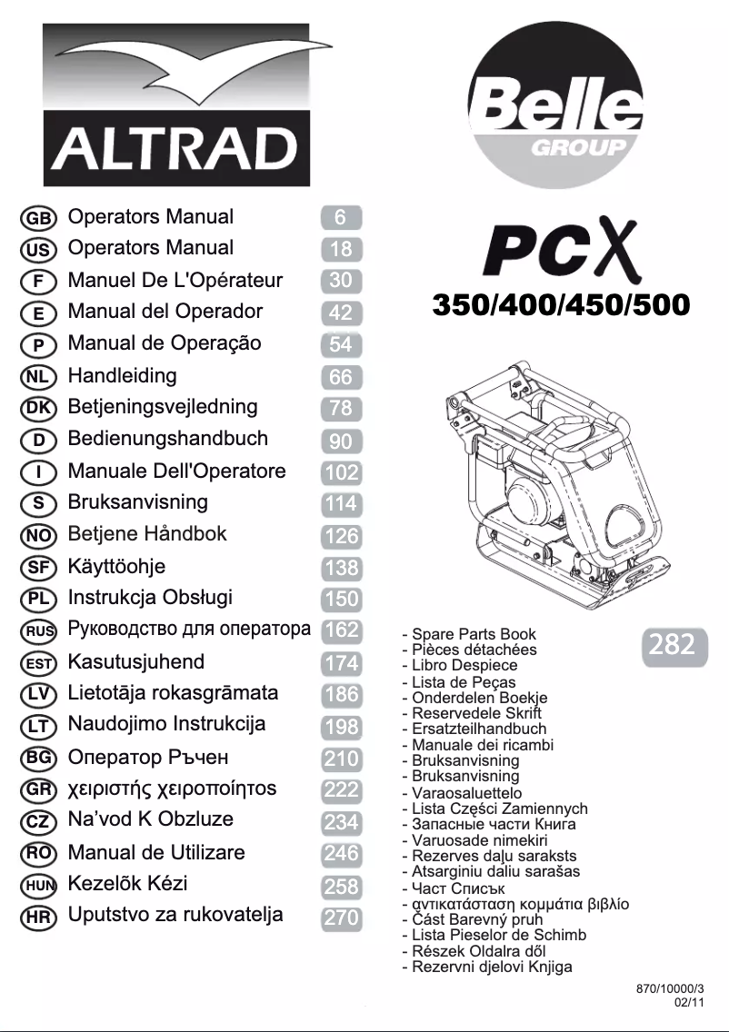Image de la première page du manuel de l'appareil BELLE PCX 450
