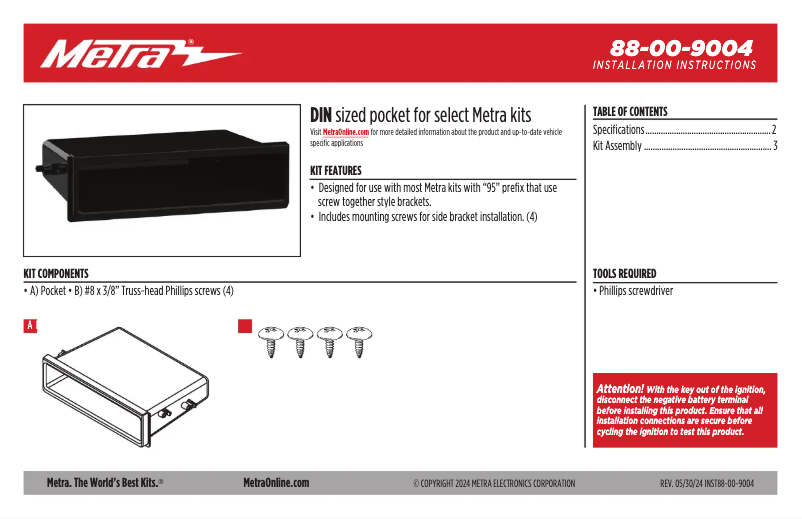 Image de la première page du manuel de l'appareil 88-00-9004