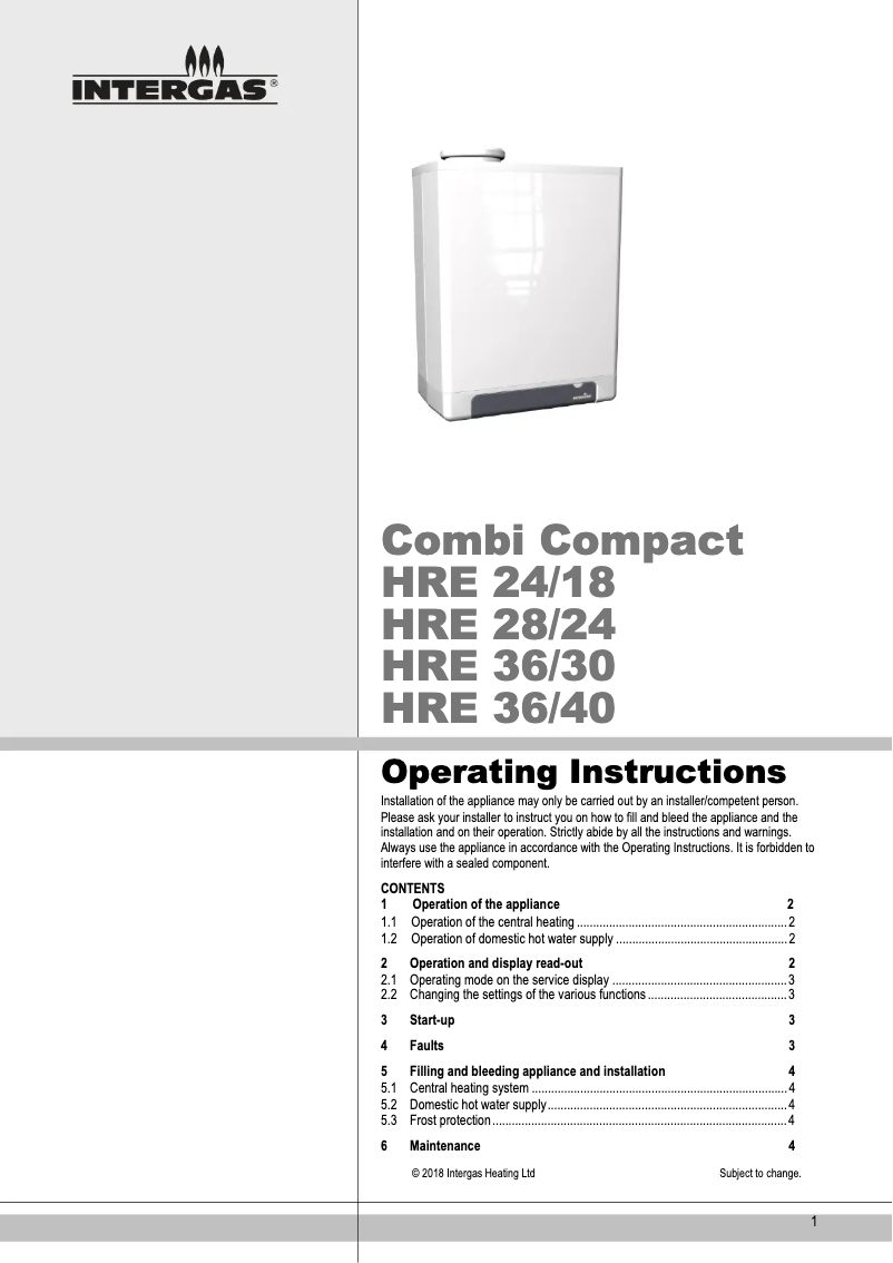 Image de la première page du manuel de l'appareil Combi Compact HRE 36/40