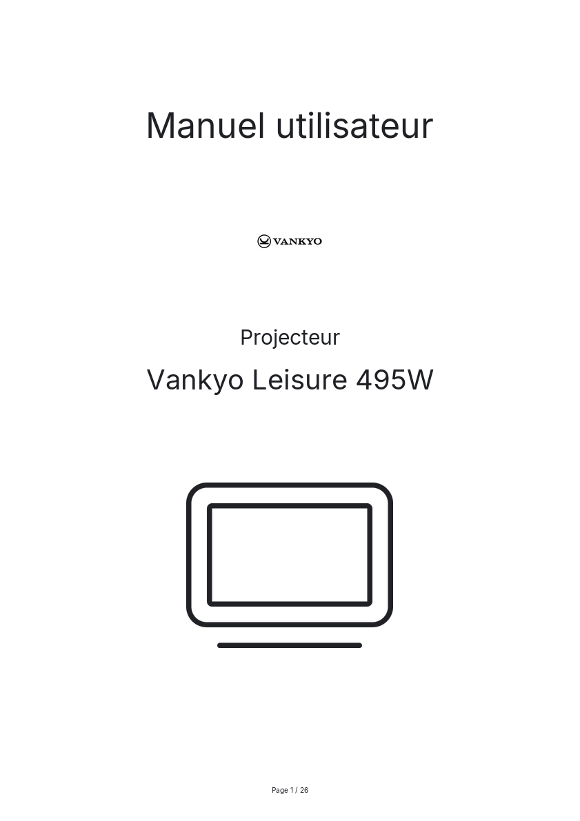 Page n°1 - Manuel utilisateur Vankyo Leisure 495W