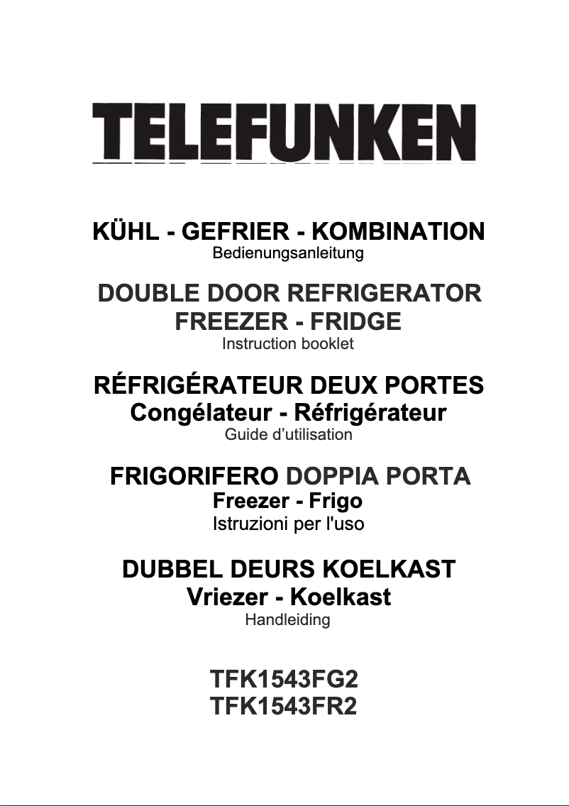 Page n°1 - Manuel utilisateur Telefunken TFK1543FG2