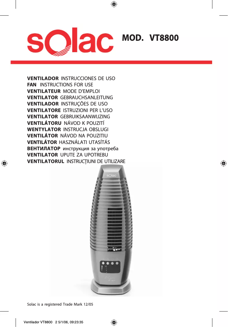 Page n°1 - Manuel utilisateur Solac VT8800