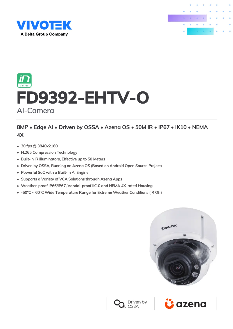 Page 1 de la notice Manuel utilisateur Vivotek FD9392-EHTV-O