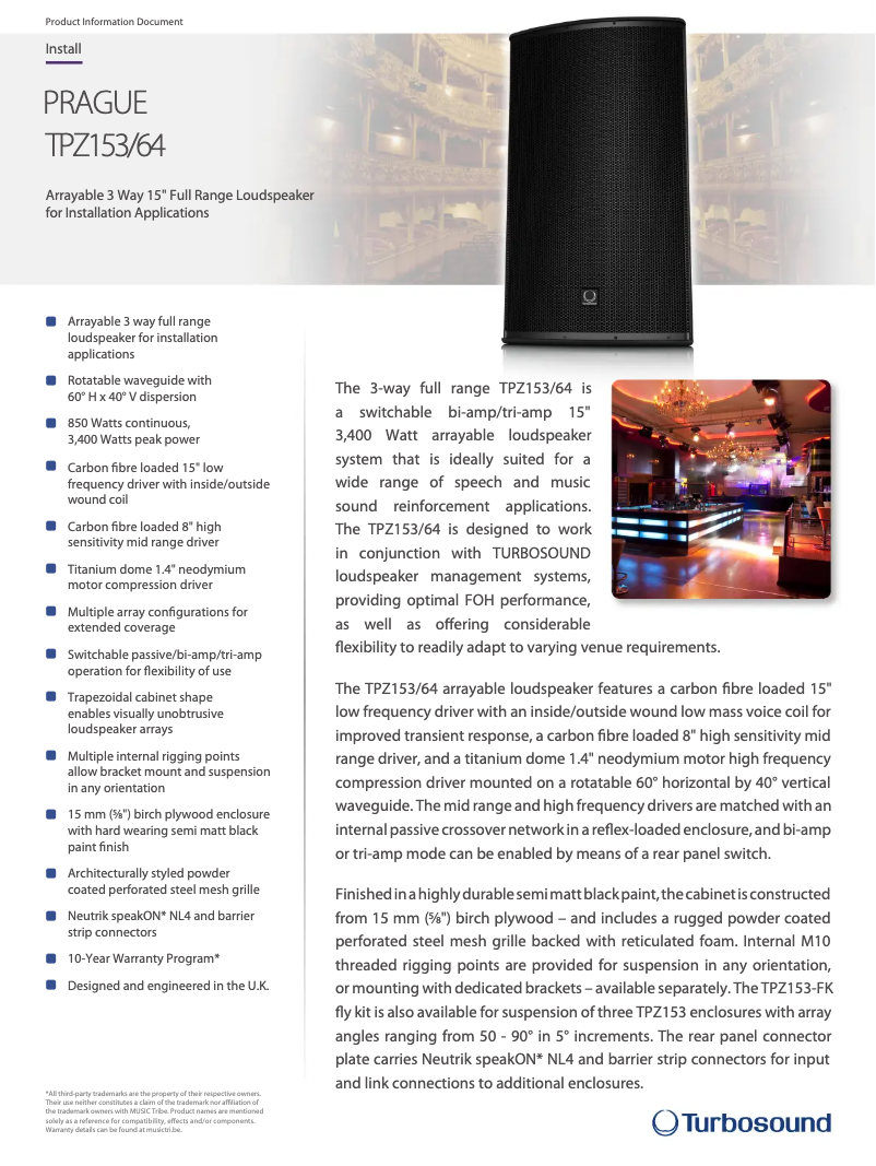 Page n°1 - Fiche technique Turbosound Prague TPZ153/64