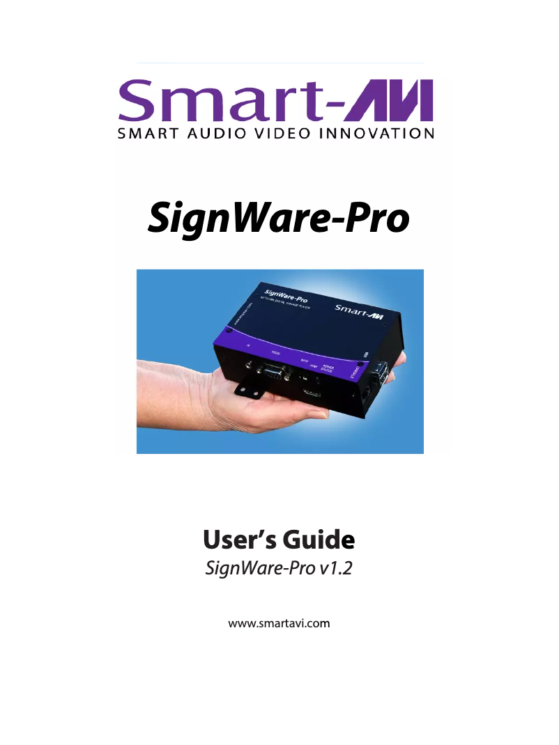 Page 1 de la notice Manuel utilisateur Smart-AVI SignWare-Pro