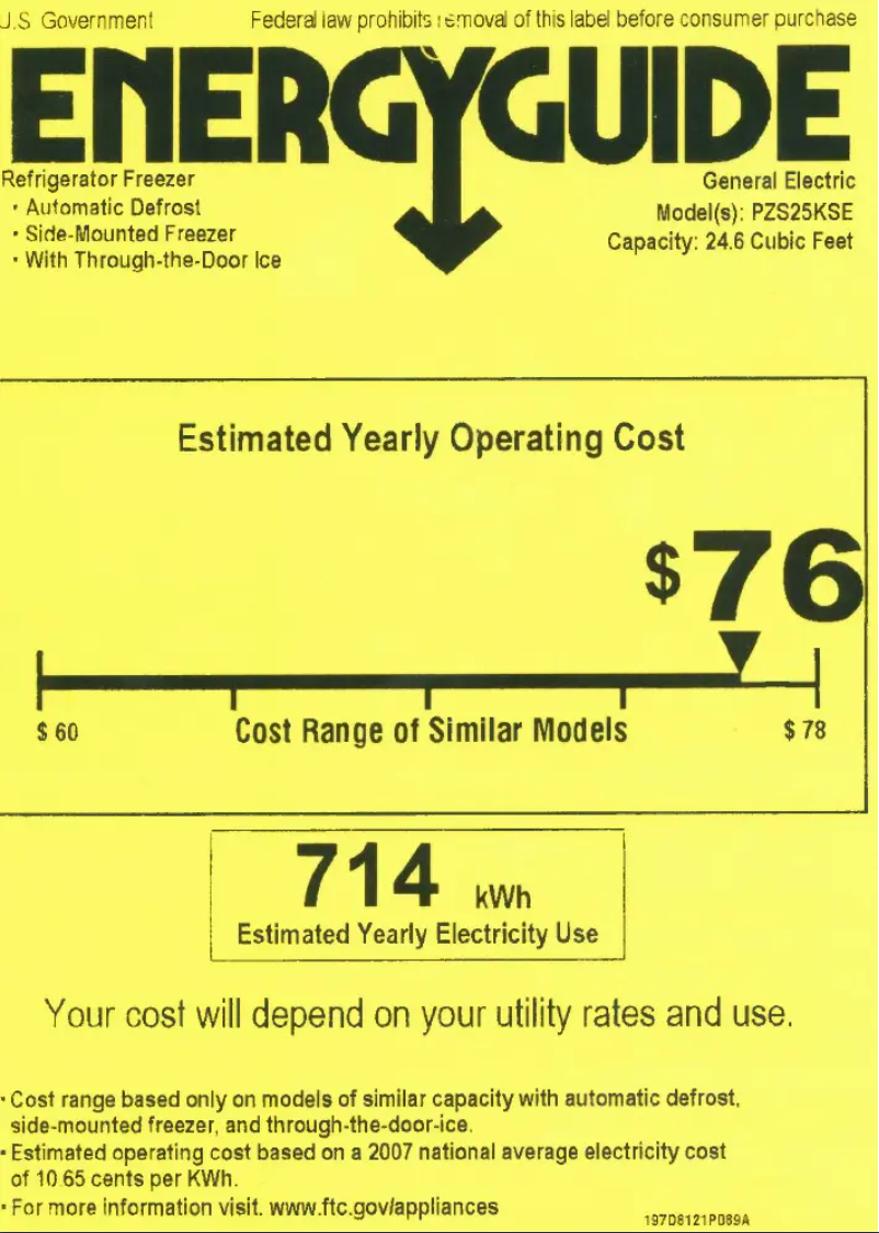 Image de la première page du manuel de l'appareil Profile PZS25KSESS