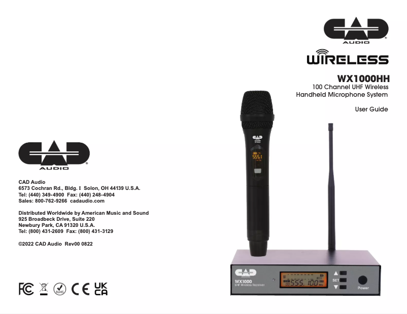 Page n°1 - Manuel utilisateur CAD Audio WX1000HH