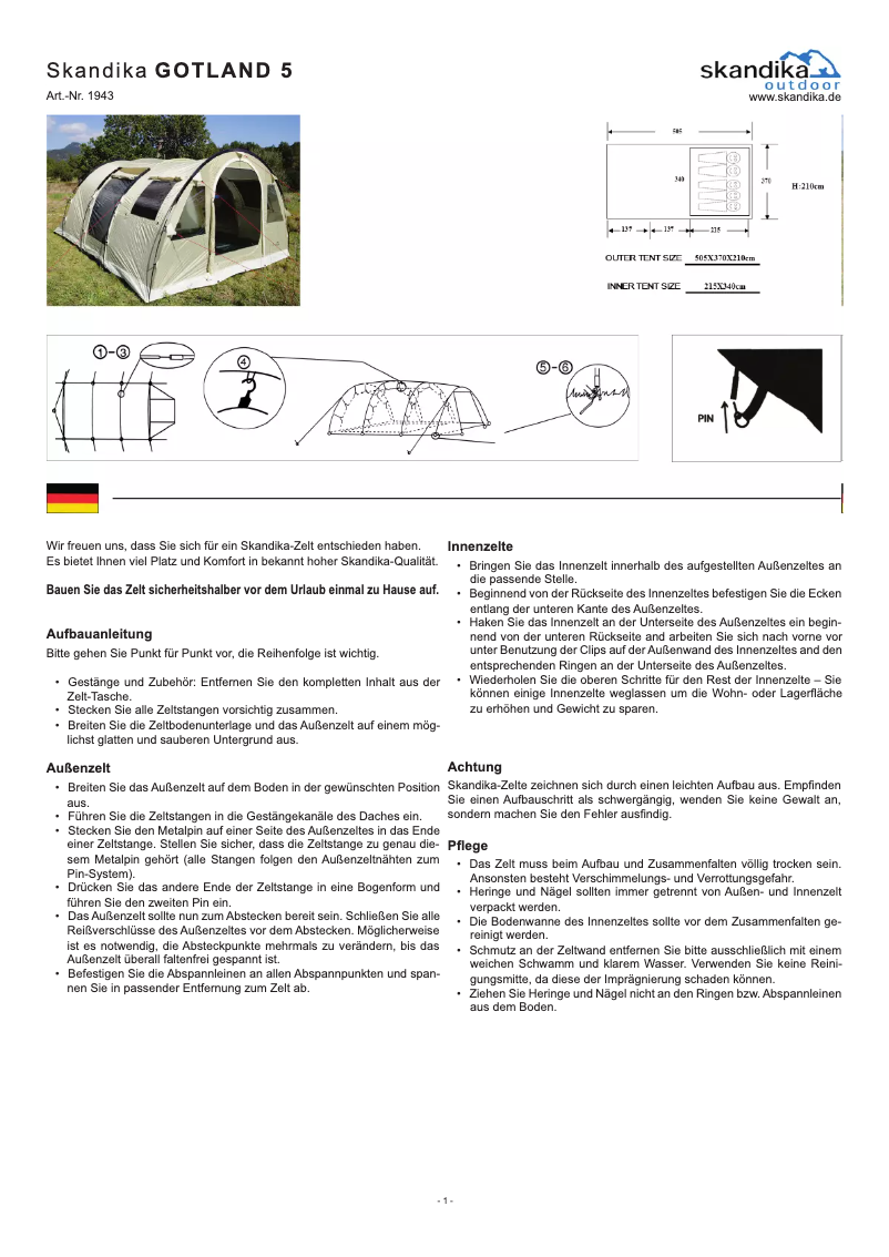 Página 1 del manual Manual de usuario Skandika Gotland 5