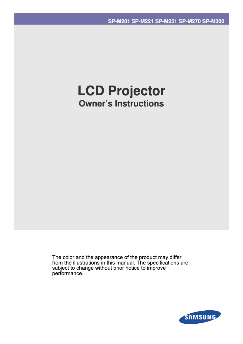 Page 1 de la notice Manuel utilisateur Samsung SP-M300