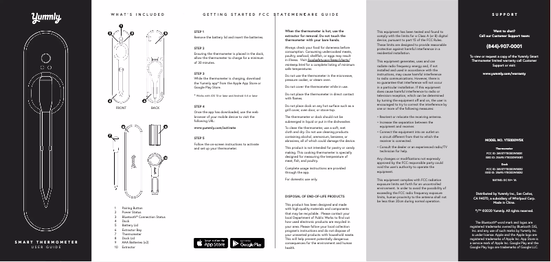 Page 1 de la notice Manuel utilisateur Yummly Smart thermometer
