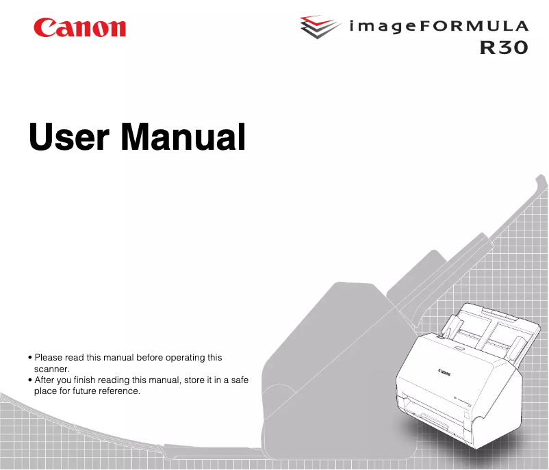 Page 1 de la notice Manuel utilisateur Canon imageFORMULA R30
