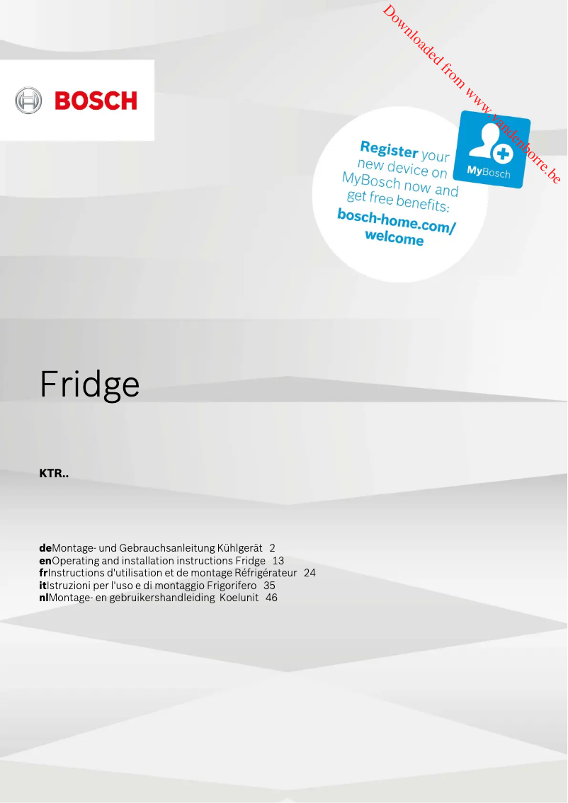 Page n°1 - Fiche technique Bosch KTR15NWFA