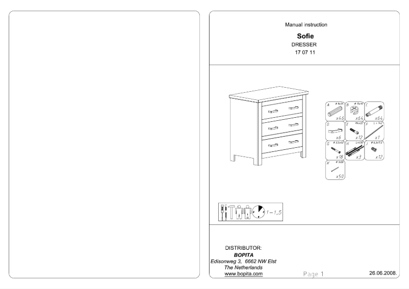 Page 1 de la notice Manuel utilisateur Bopita Sofie
