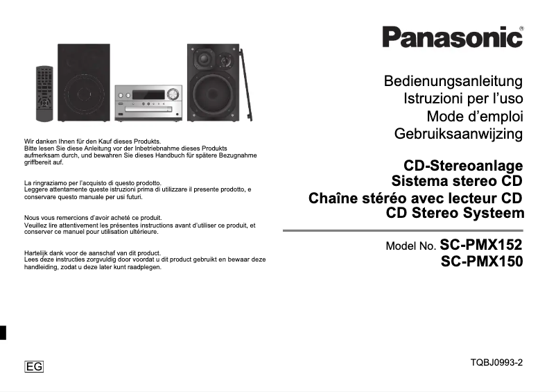 Page 1 of the manual User Manual Panasonic SC-PMX150