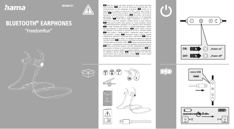 Page 1 de la notice Guide de démarrage rapide Hama Freedom Run 00184121