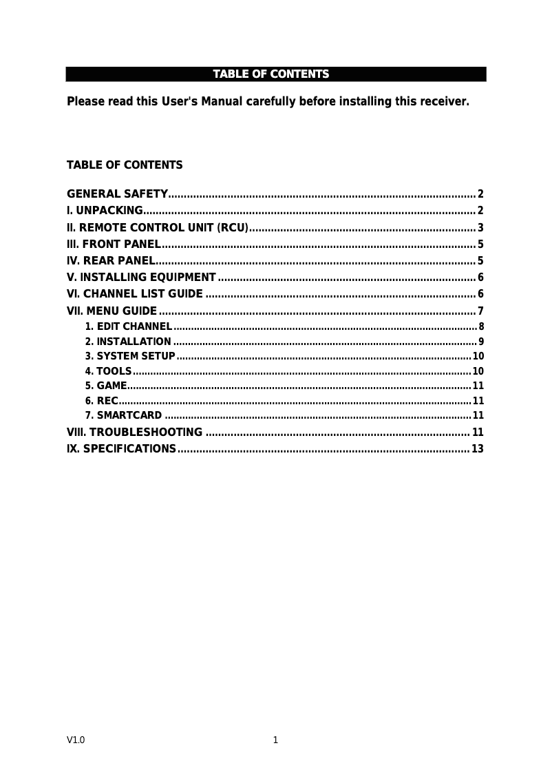 Page n°1 - Manuel utilisateur MVision HD-400S