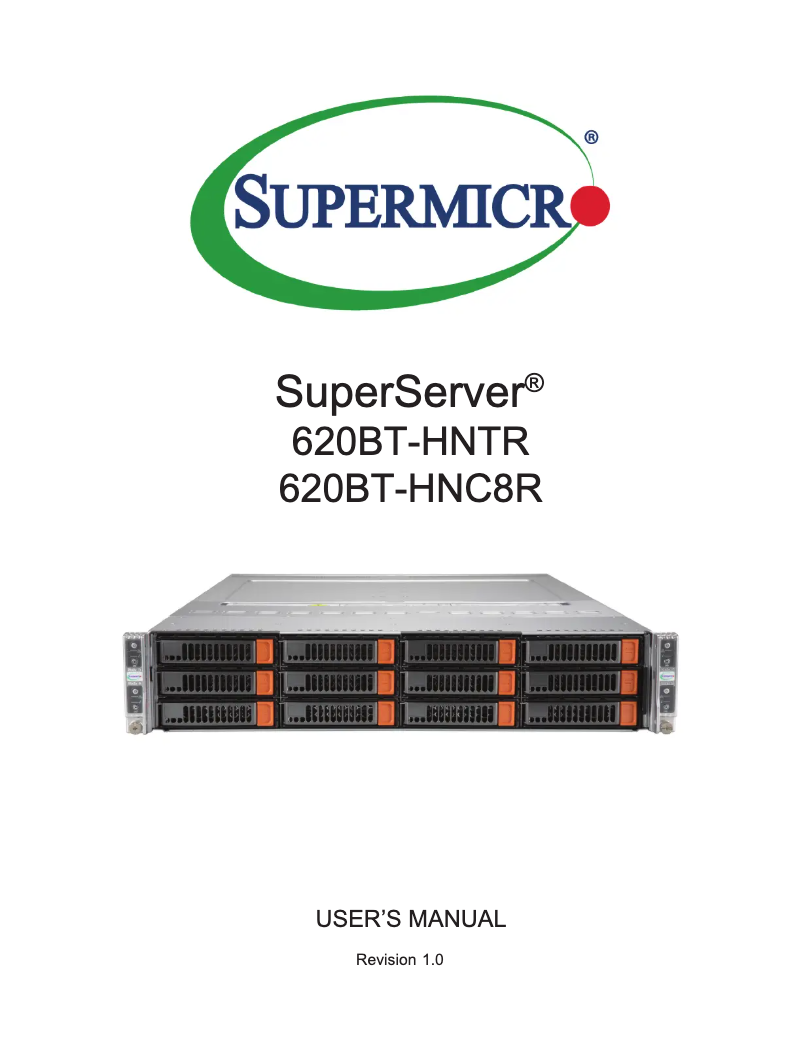 Page 1 de la notice Manuel utilisateur Supermicro SuperServer SYS-620BT-HNTR